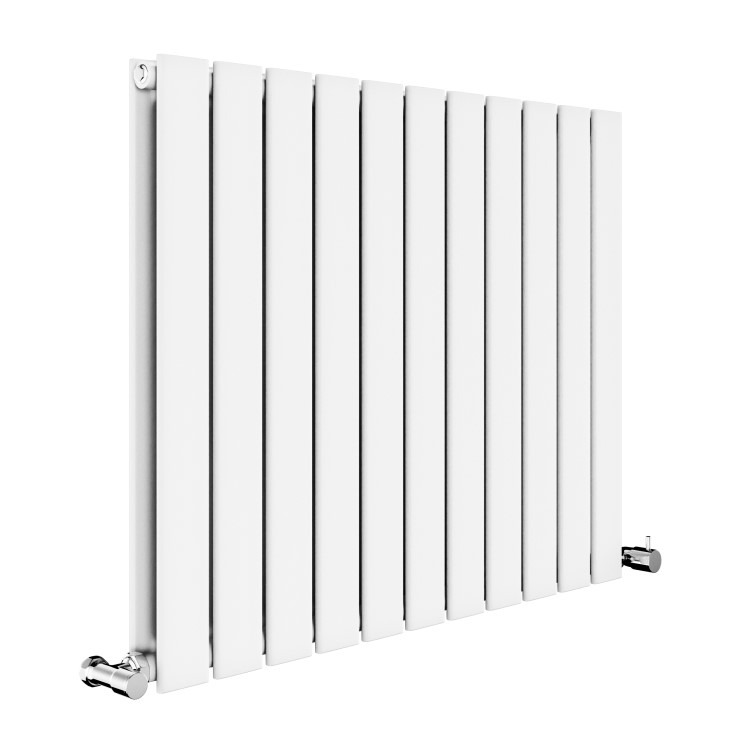 Riace White Horizontal Flat Designer Radiator 600x748mm Double Panel 2827 BTU - Image 3