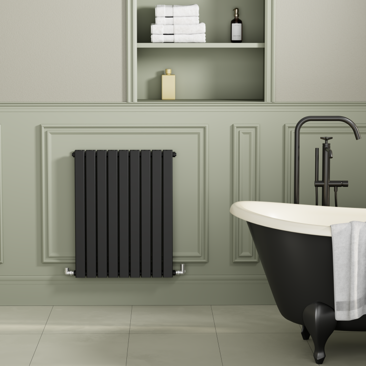Riace Midnight Black Horizontal Flat Designer Radiator 800x612mm Double Panel 2970 BTU - Image 2
