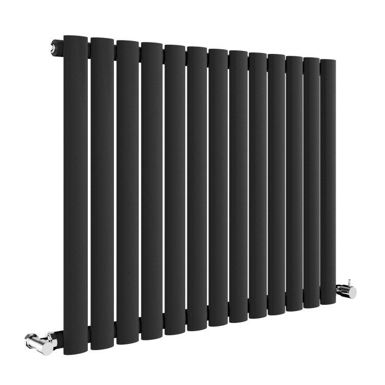Sorrento Midnight Black Horizontal Oval Designer Radiator 600x767mm Single Panel 2049 BTU - Image 3