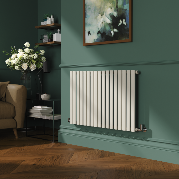 Sorrento Linen Horizontal Oval Designer Radiator 600x1003mm Single Panel 2679 BTU - Image 2