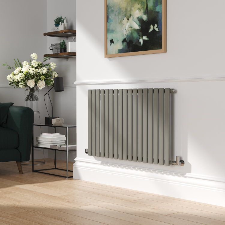 Sorrento Smoked Stone Horizontal Oval Designer Radiator 600x1003mm Single Panel 2679 BTU - Image 2