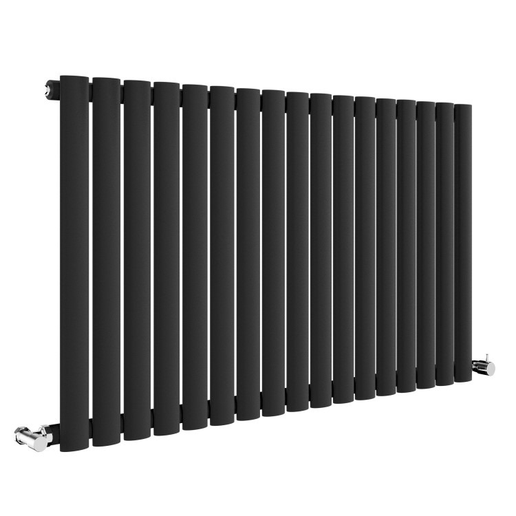 Sorrento Midnight Black Horizontal Oval Designer Radiator 600x1003mm Single Panel 2679 BTU - Image 3