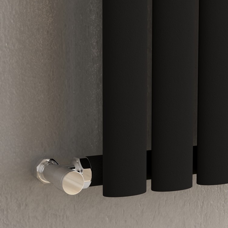 Sorrento Midnight Black Horizontal Oval Designer Radiator 600x1416mm Single Panel 3783 BTU - Image 2