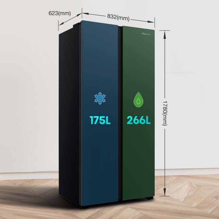 Fridgemaster 441 Litre Side-By-Side American Fridge Freezer - Black - Image 2
