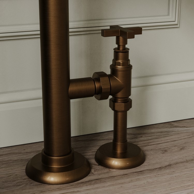 White and Bronze Traditional Column Radiator with Towel Rail 952 x 659mm - Regent - Image 2