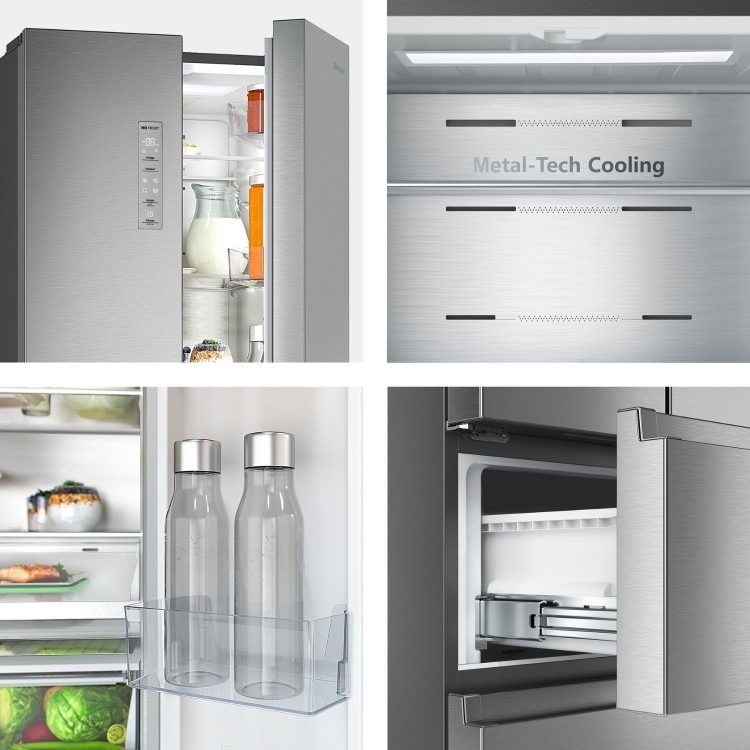 Hisense PureFlat 485 Litre French Style American Fridge Freezer - Stainless Steel - Image 3