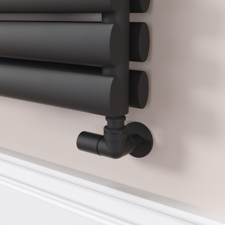 Sorrento Linea Midnight Black Oval Designer Radiator 295x1200mm Double Panel 2177 BTU - Horizontal Bars - Image 2
