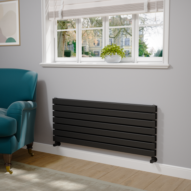 Ventura Linea White Oval Unique Designer Radiator 455x800mm Single Panel 1887 BTU - Horizontal Bars - Image 2