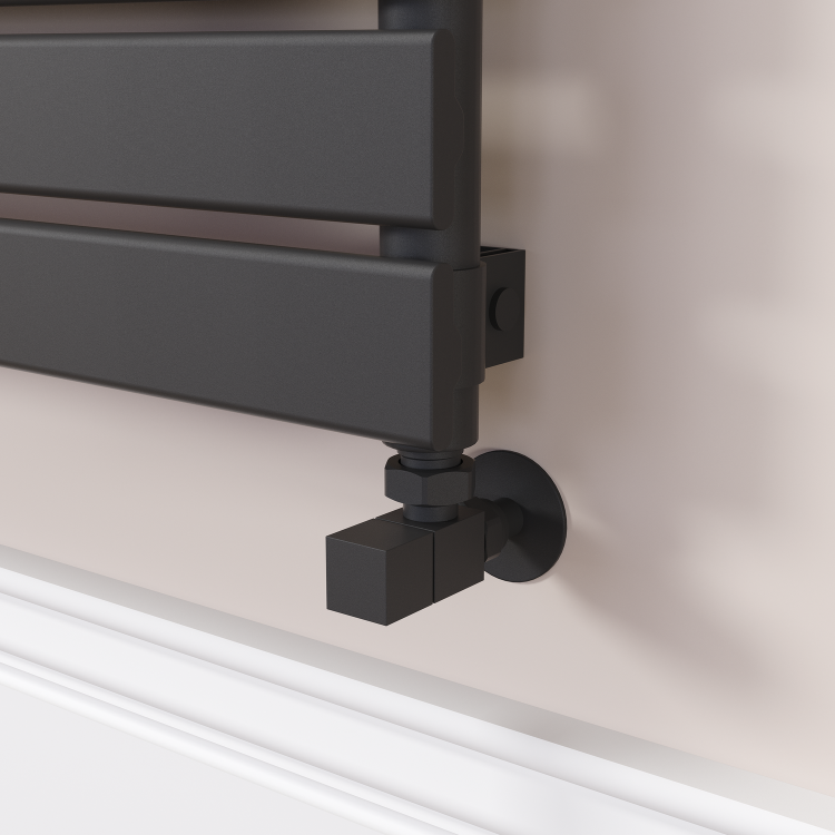 Riace Linea Midnight Black Flat Designer Radiator 280x1200mm Single Panel 1280 BTU - Horizontal Bars - Image 2