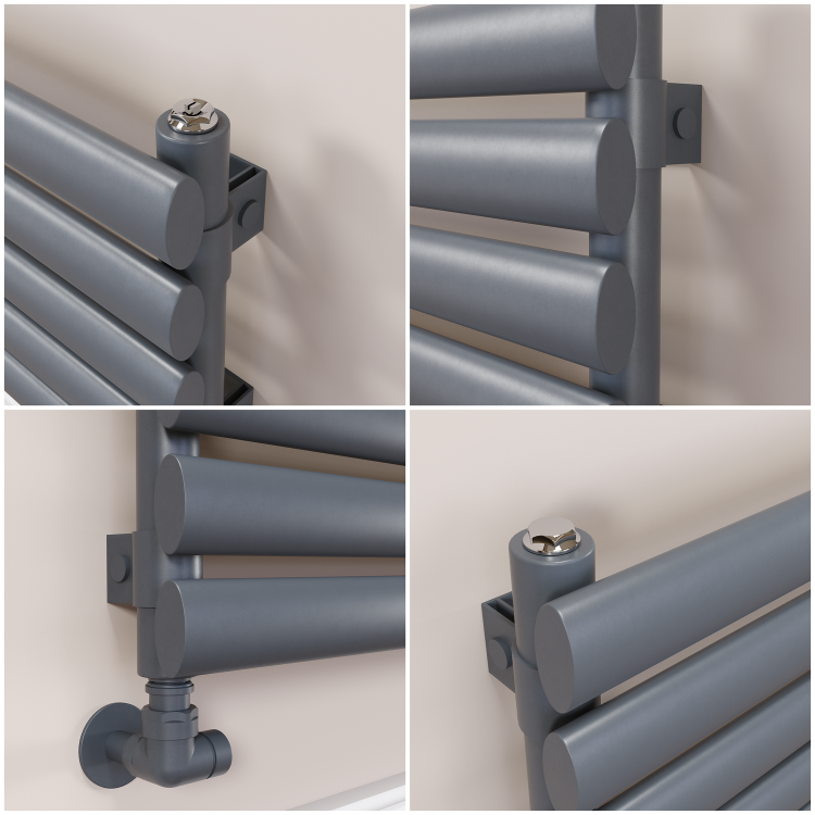 Sorrento Linea Dark Grey Anthracite Oval Designer Radiator 295x1200mm Single Panel 1433 BTU - Horizontal Bars - Image 3