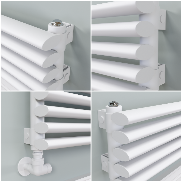 Ventura Linea White Oval Unique Designer Radiator 175x1200mm Single Panel 1147 BTU - Horizontal Bars - Image 3