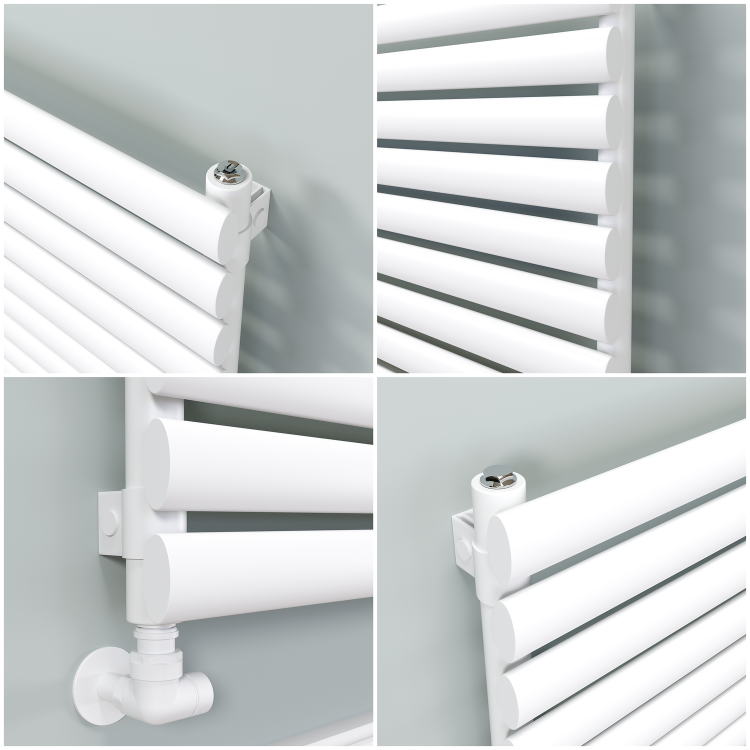 Sorrento Linea White Oval Designer Radiator 413x1200mm Single Panel 2007 BTU - Horizontal Bars - Image 3