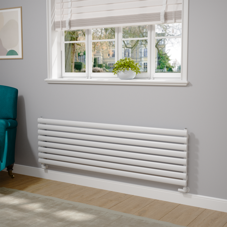 Riace Linea Midnight Black Flat Designer Radiator 630x1200mm Single Panel 2881 BTU - Horizontal Bars - Image 2