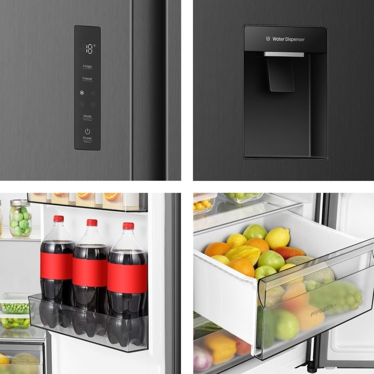 Hisense PureFlat 541 Litre Side-by-Side American Fridge Freezer - Black - Image 3