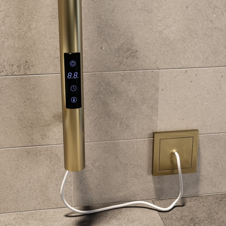 Brass Vertical Electric Towel Radiator 1600 x 73mm - Sagaro - Image 3
