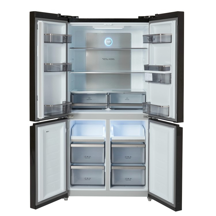Tesla 563 Litres Four Door American Fridge Freezer - Black - Image 3