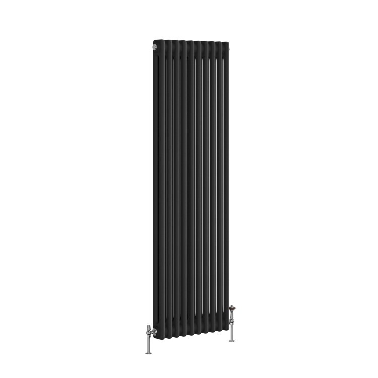Reggio Midnight Black Vertical Double Column Traditional Radiator 1500x470mm 3715 BTU - Cast Iron Style - Image 4