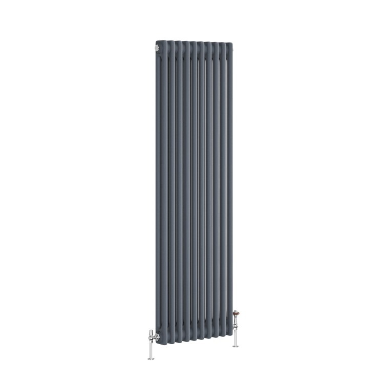 Reggio Anthracite Vertical Double Column Traditional Radiator 1500x470mm 3715 BTU - Cast Iron Style - Image 3