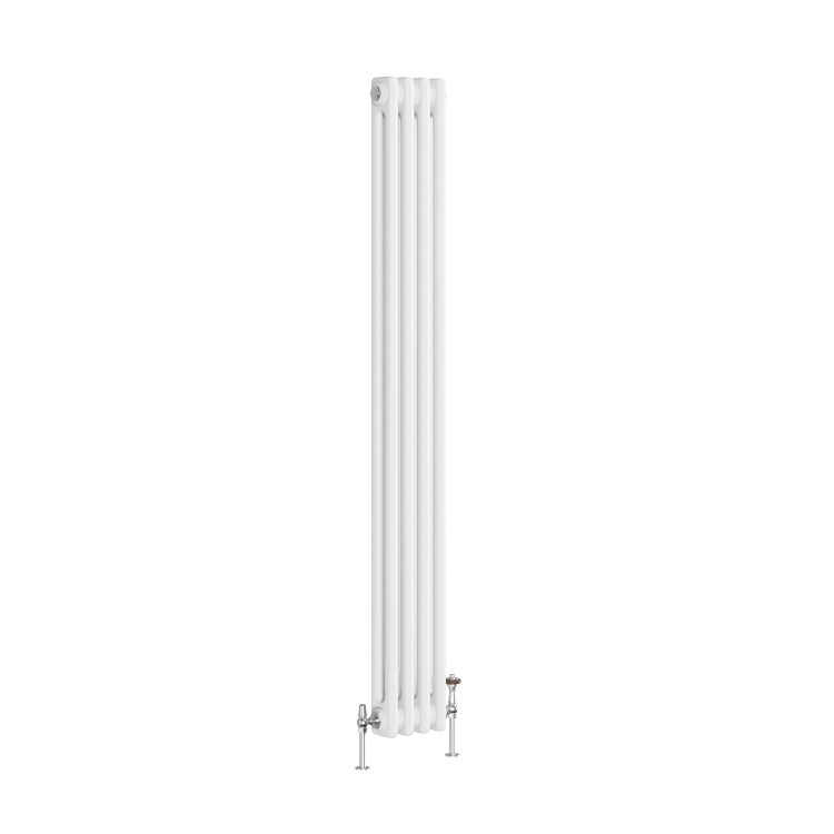 Reggio White Vertical Double Column Traditional Radiator 1500x200mm 1486 BTU - Cast Iron Style - Image 3