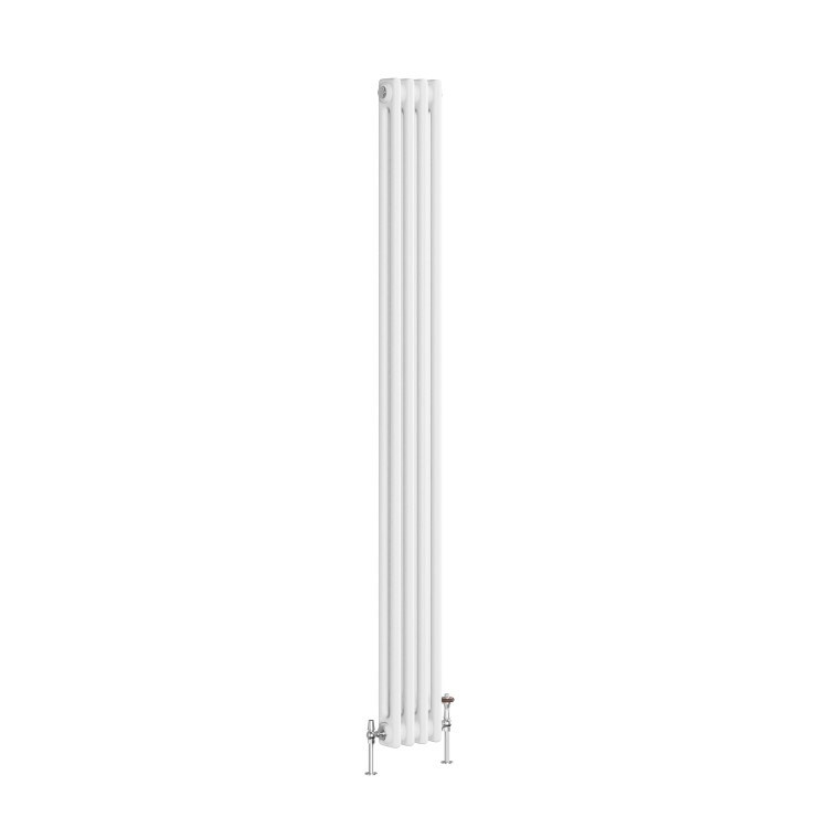 Reggio White Vertical Double Column Traditional Radiator 1800x200mm 1759 BTU - Cast Iron Style - Image 3