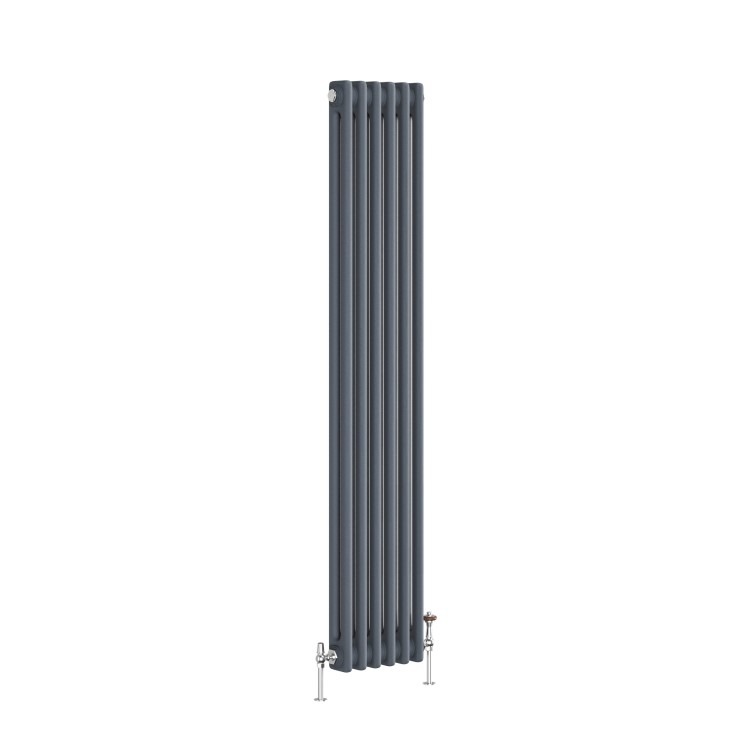 Reggio Anthracite Vertical Double Column Traditional Radiator 1500x290mm 2229 BTU - Cast Iron Style - Image 3