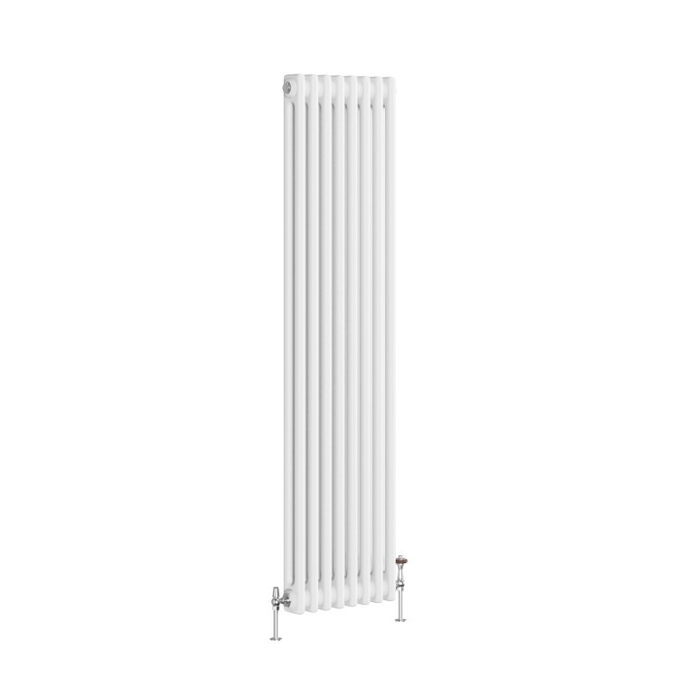 Reggio White Vertical Double Column Traditional Radiator 1500x380mm 2972 BTU - Cast Iron Style - Image 4