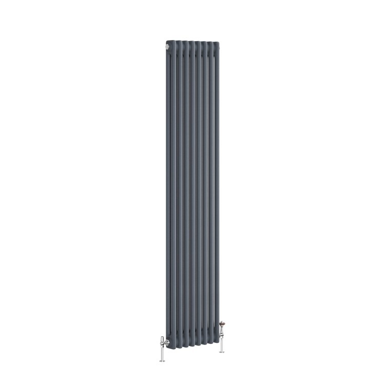 Reggio Anthracite Vertical Double Column Traditional Radiator 1800x380mm 3519 BTU - Cast Iron Style - Image 3