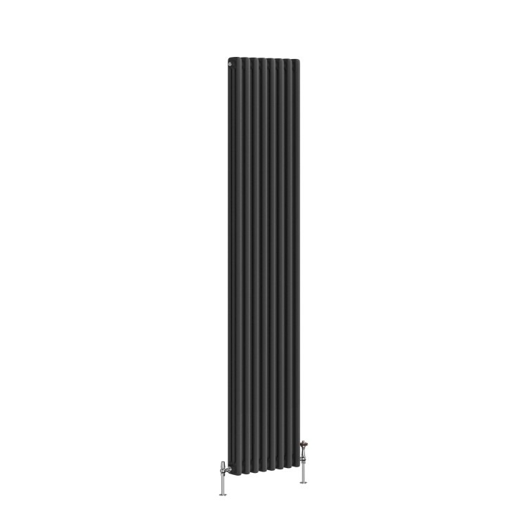 Reggio Midnight Black Vertical Triple Column Traditional Radiator 1800x380mm 4436 BTU - Cast Iron Style - Image 3