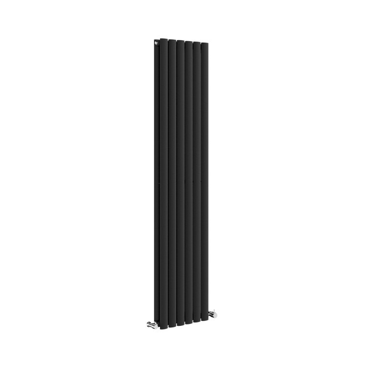 Sorrento Midnight Black Vertical Oval Designer Radiator 1600x354mm Double Panel 3351 BTU - Image 4