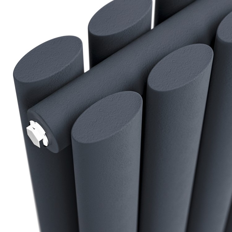 Sorrento Anthracite Vertical Oval Designer Radiator 1600x354mm Double Panel 3351 BTU - Image 4