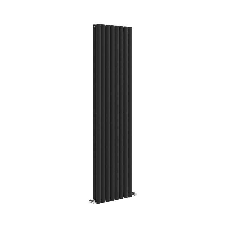 Sorrento Midnight Black Vertical Oval Designer Radiator 1800x472mm Double Panel 4983 BTU - Image 5