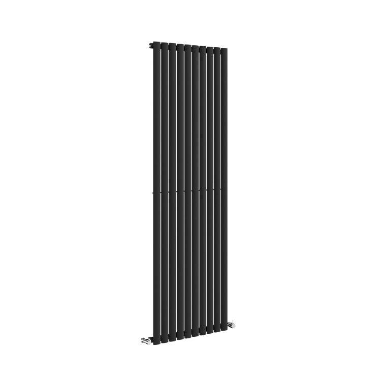 Sorrento Midnight Black Vertical Oval Designer Radiator 1800x590mm Single Panel 4216 BTU - Image 3