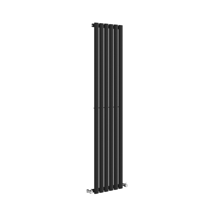 Sorrento Midnight Black Vertical Oval Designer Radiator 1600x354mm Single Panel 2282 BTU - Image 4