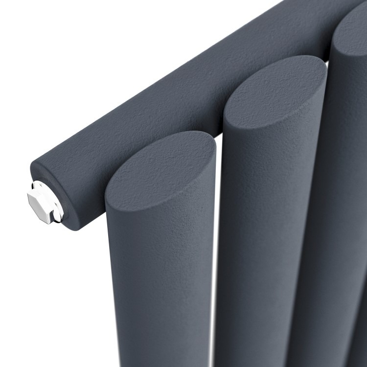 Sorrento Anthracite Vertical Oval Designer Radiator 1600x354mm Single Panel 2282 BTU - Image 4