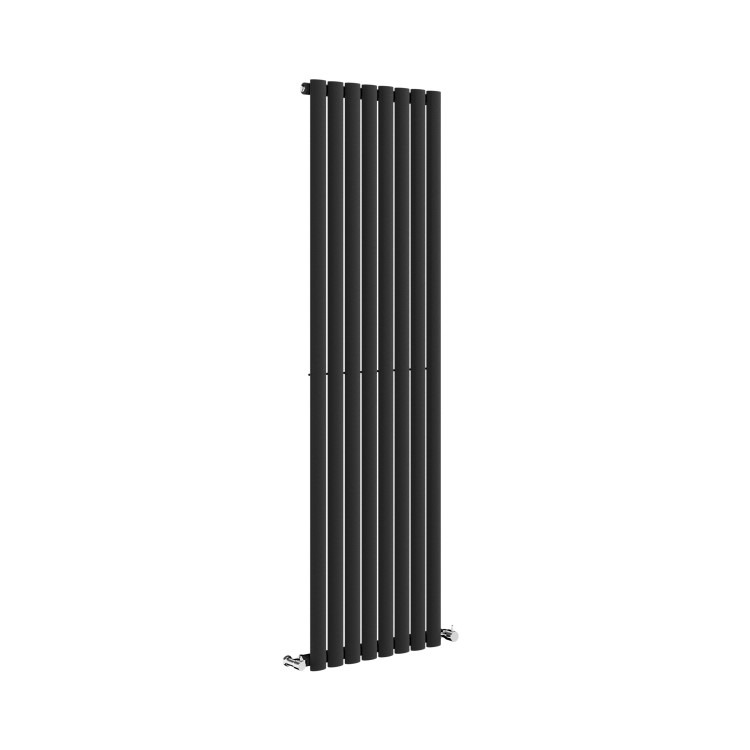 Sorrento Midnight Black Vertical Oval Designer Radiator 1600x472mm Single Panel 3043 BTU - Image 3