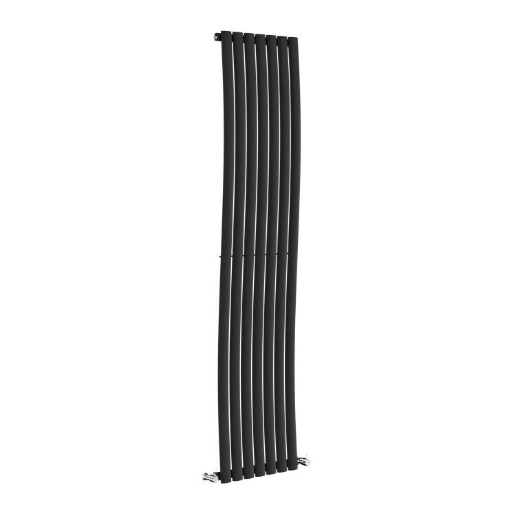 Onda Midnight Black Vertical Oval Waved Designer Radiator 1800x413mm Single Panel 2926 BTU - Image 4