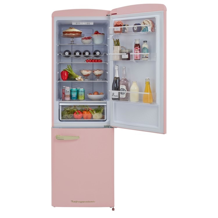 CDA 330 Litre 60/40 Retro Freestanding Fridge Freezer - Florence Tea Rose - Image 2
