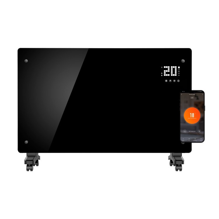 electriQ 2500W Smart Designer Glass Panel Convection Heater - Wall Mountable & Bathroom Safe - Black - Image 7