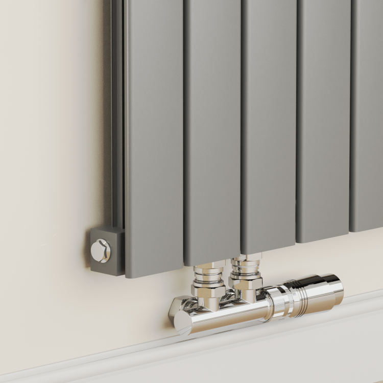 Eco Eleganza Anthracite Vertical Flat Aluminium Middle Connection Radiator 1600x300mm Single Panel 2036 BTU - Image 2