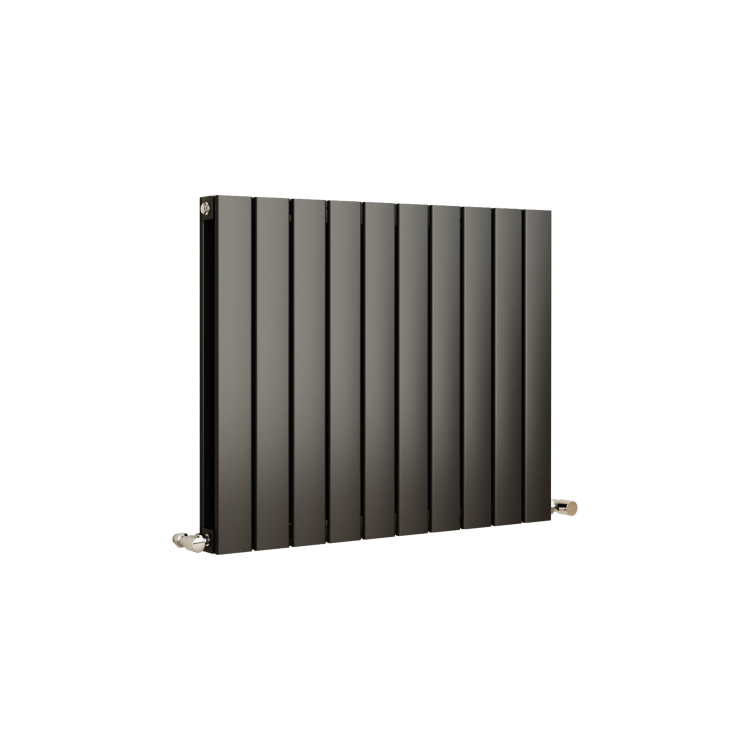 Eco Eleganza Midnight Black Horizontal Flat Designer Aluminium Radiator 600x750mm Double Panel 3056 BTU - Image 3