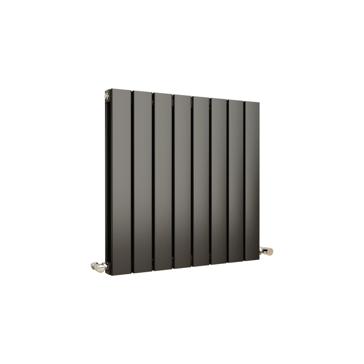 Eco Eleganza Midnight Black Horizontal Flat Designer Aluminium Radiator 600x600mm Double Panel 2445 BTU - Image 3