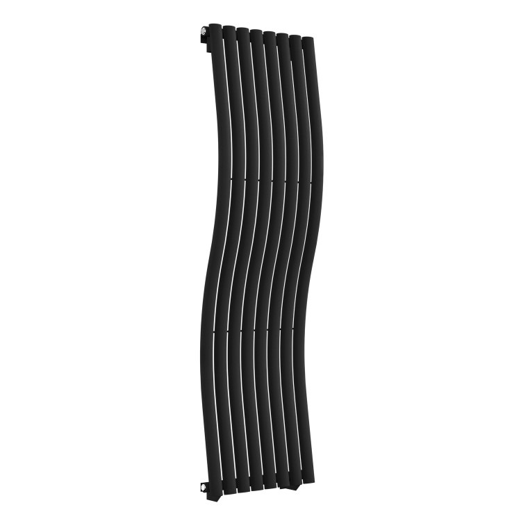 Black Vertical Wave Designer Single Panel Radiator 1600 x 470mm - Opala - Image 4