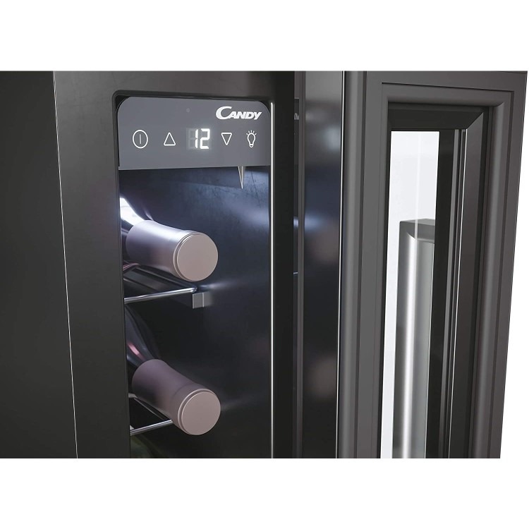 Candy 7 Bottle Capacity Single Zone Built in Wine Cooler - Black - Image 2