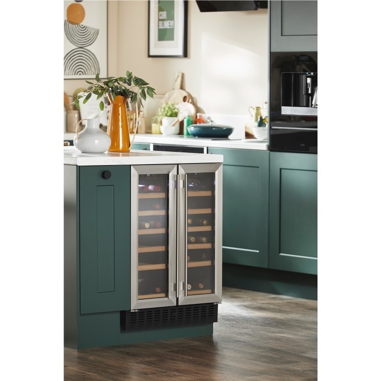 CDA 40 Bottle Freestanding Under Counter Wine Cooler Dual Zone 60cm Wide 82cm Tall - Stainless Steel - Image 3