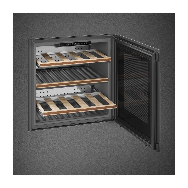 Smeg 29 Bottle Capacity Built-In Dual Zone Wine Cooler - Stainless Steel - Image 4