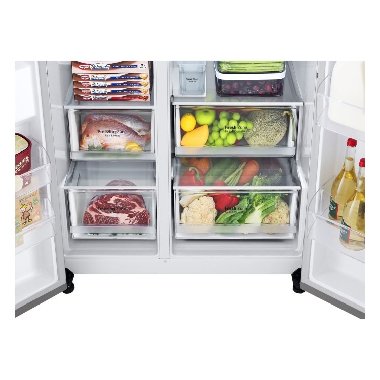 Refurbished LG NatureFRESH 635 Litre Side-by-Side American Fridge Freezer - Shiny Steel - Image 4
