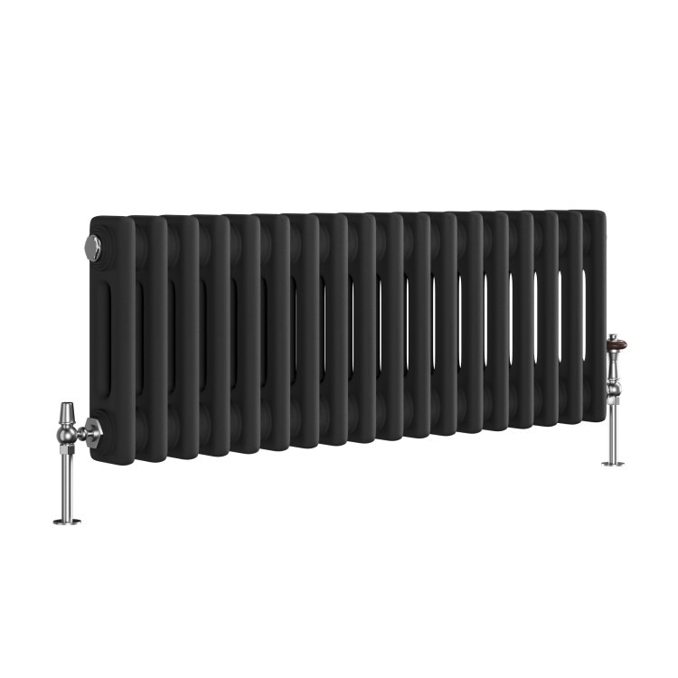 Reggio Midnight Black Horizontal Double Column Traditional Radiator 300x830mm 1470 BTU - Cast Iron Style - Image 3