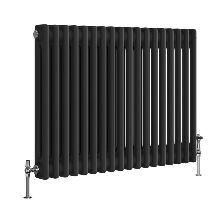 Reggio Midnight Black Horizontal Double Column Traditional Radiator 600x830mm 2832 BTU - Cast Iron Style - Image 3