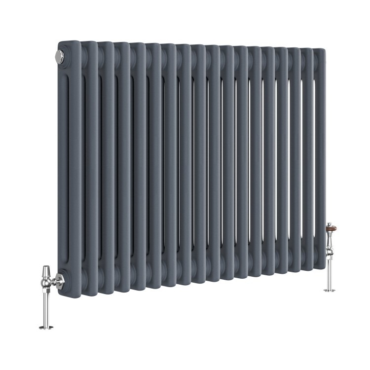 Reggio Anthracite Horizontal Double Column Traditional Radiator 600x830mm 2832 BTU - Cast Iron Style - Image 3