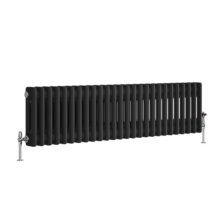 Reggio Midnight Black Horizontal Double Column Traditional Radiator 300x1190mm 2124 BTU - Cast Iron Style - Image 3
